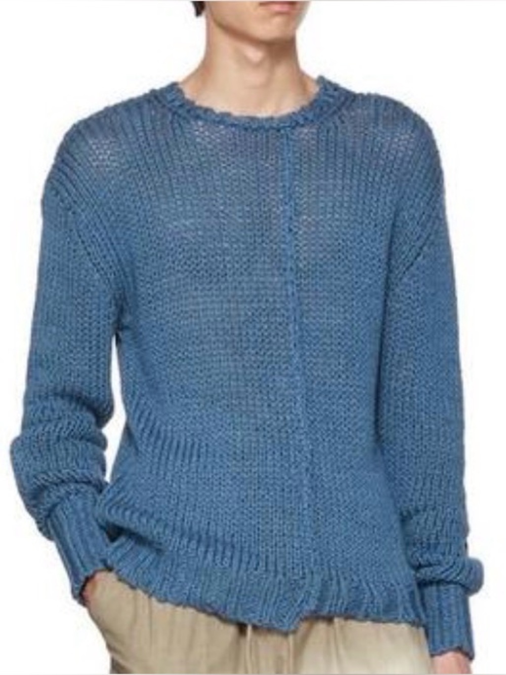 Paloma Wool Thomas Open Knit Organic Cotton Sweater Teal / Navy Size S